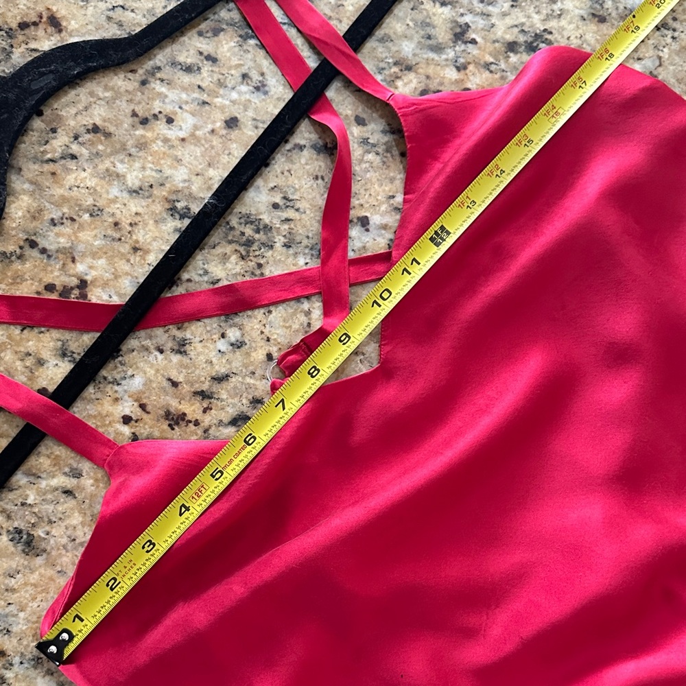 Vintage Cacique 100% SILK Ruby Red Chemise, L - Picture 6 of 9
